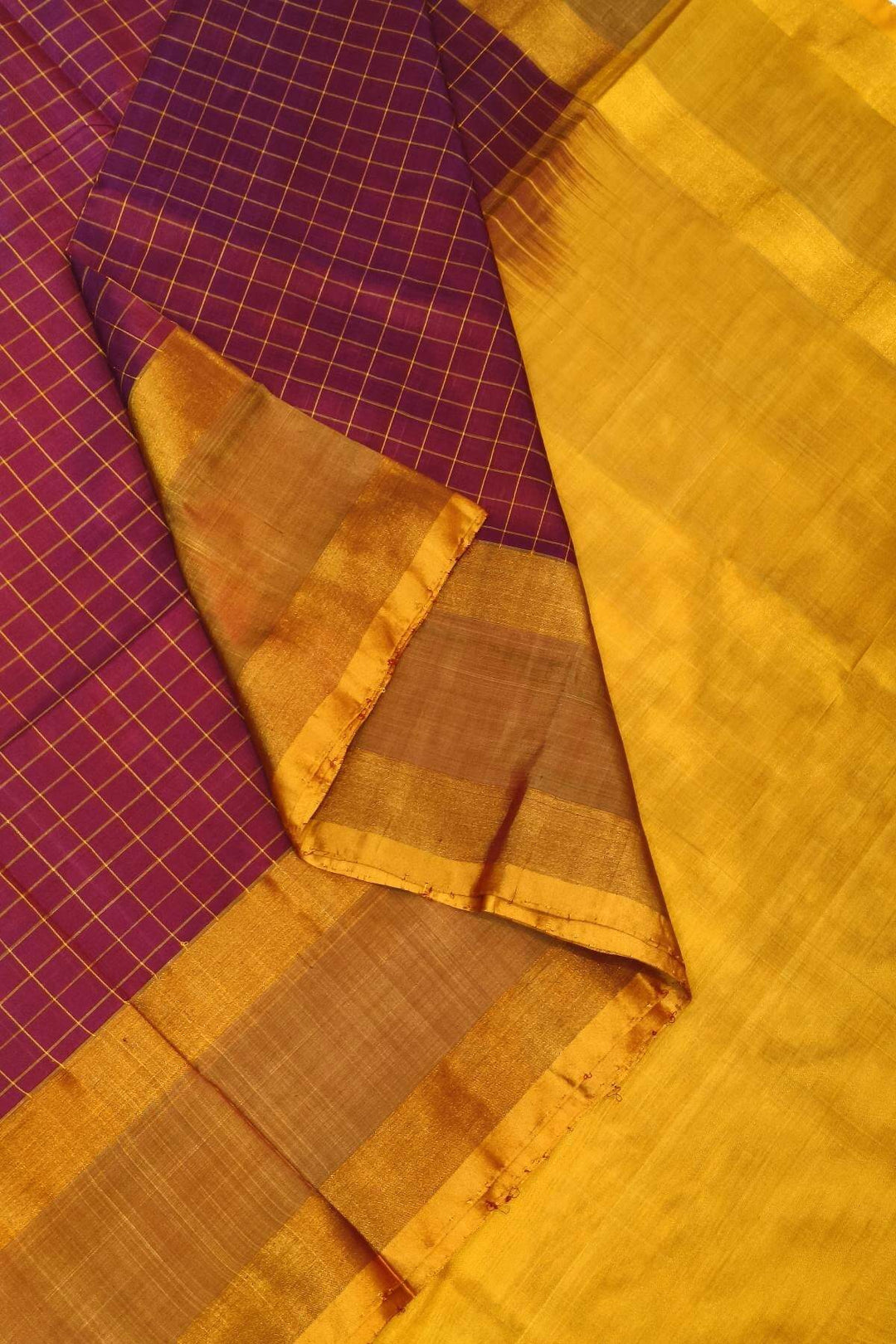 Uppada pure silk saree in checks in magenta