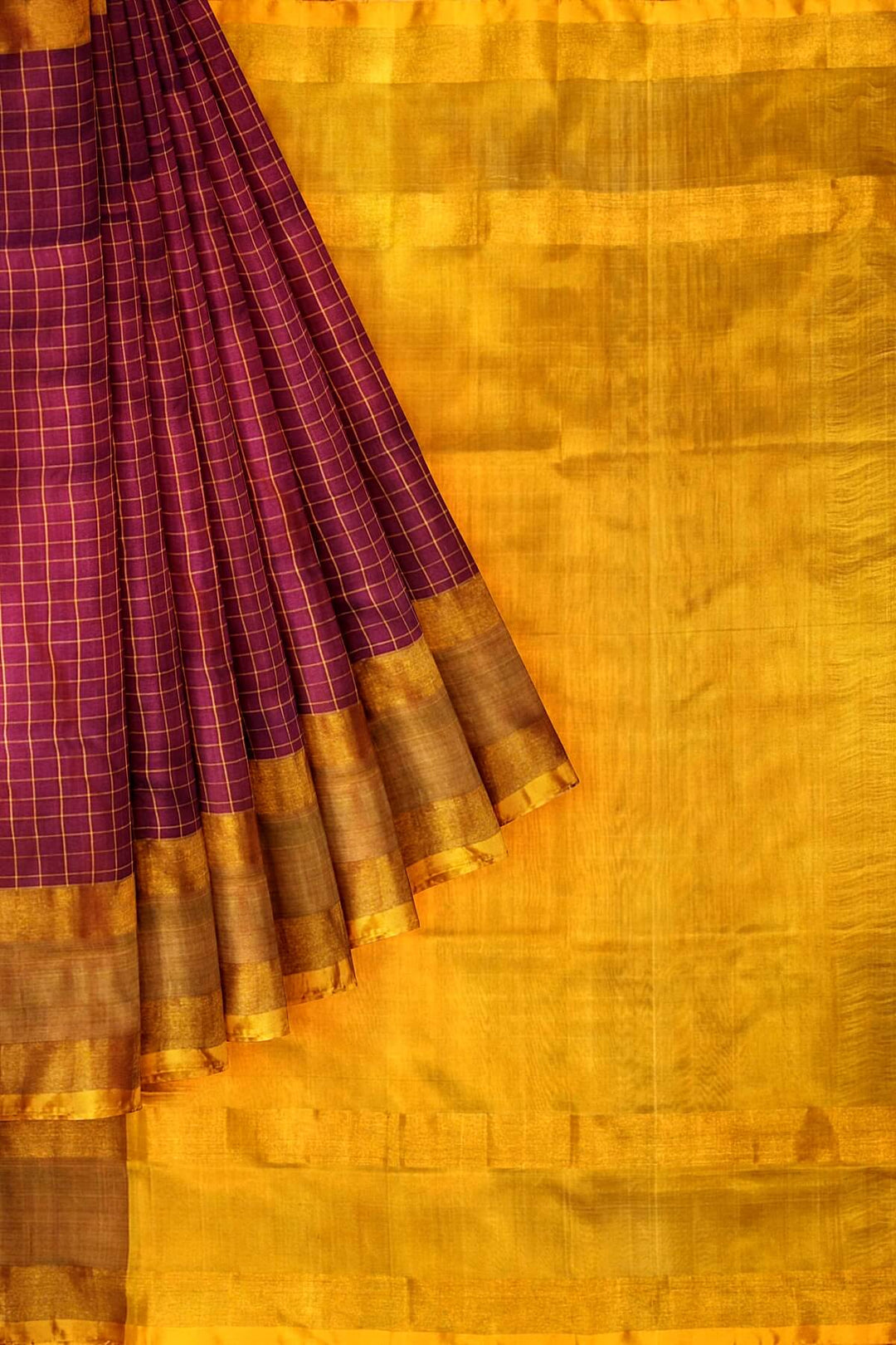 Uppada pure silk saree in checks in magenta