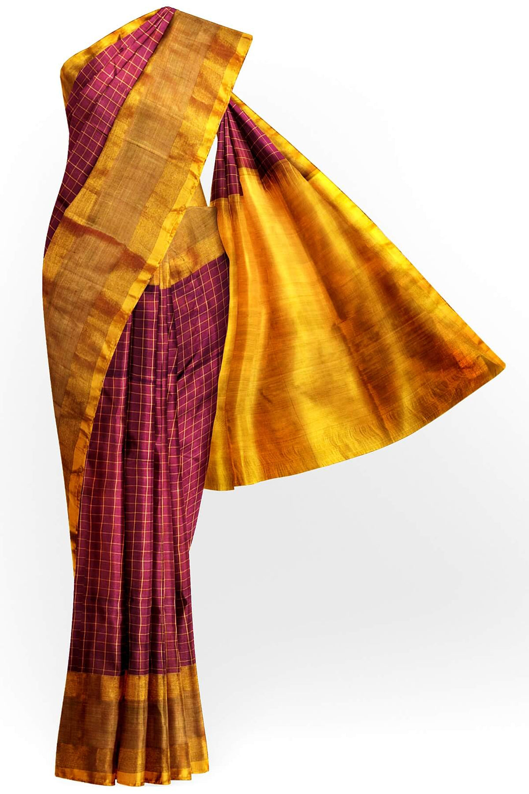 Uppada pure silk saree in checks in magenta
