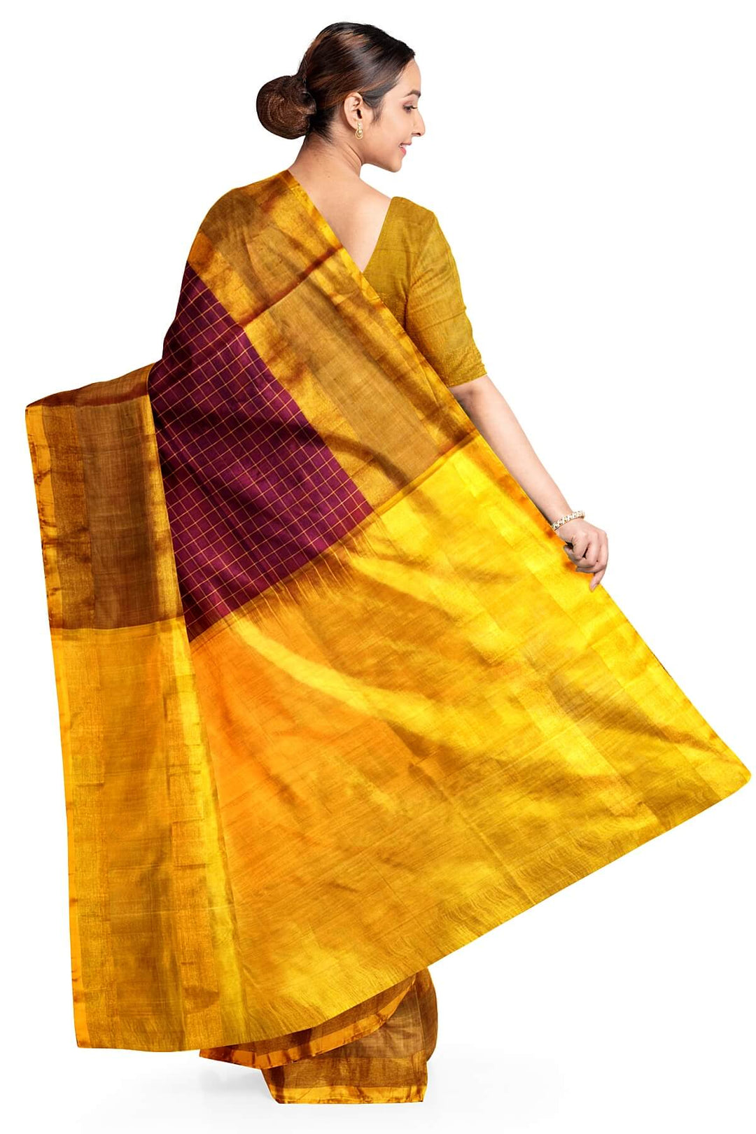 Uppada pure silk saree in checks in magenta