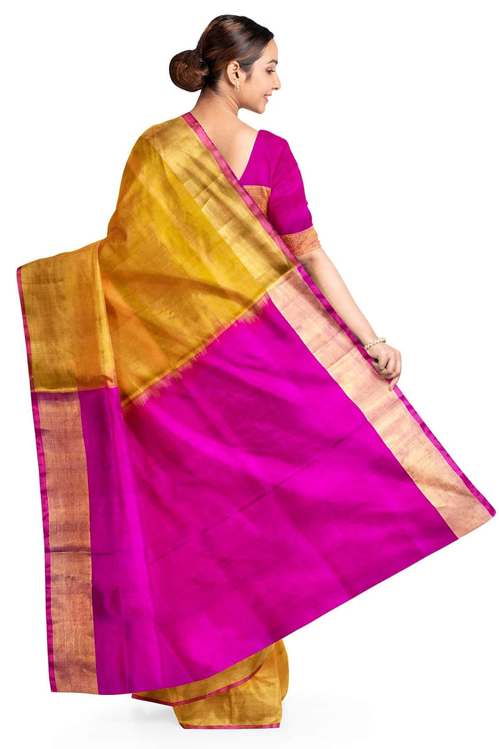 Handwoven Uppada pure silk saree in mustard
