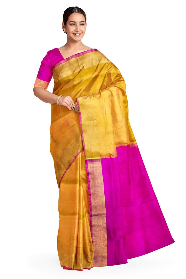 Handwoven Uppada pure silk saree in mustard