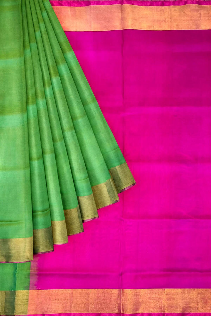 Handwoven Uppada pure silk saree in green