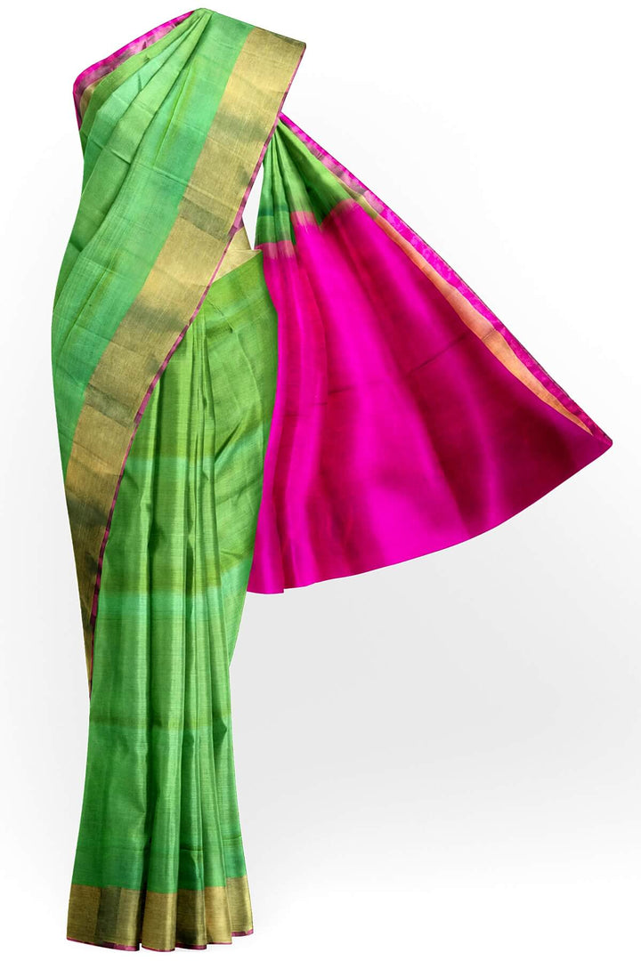Handwoven Uppada pure silk saree in green