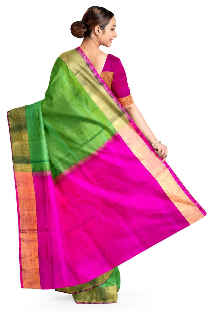 Handwoven Uppada pure silk saree in green