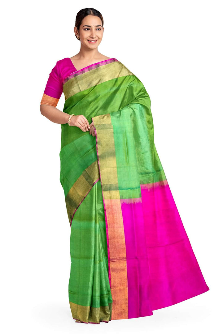 Handwoven Uppada pure silk saree in green