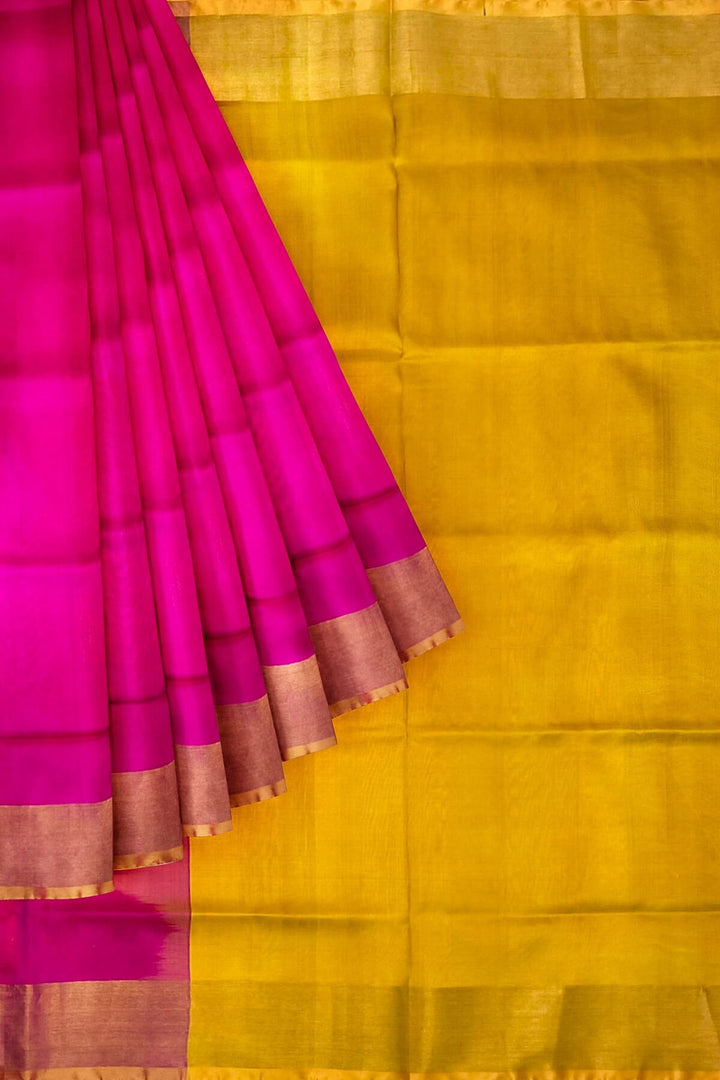 Handwoven Uppada pure silk saree in pink