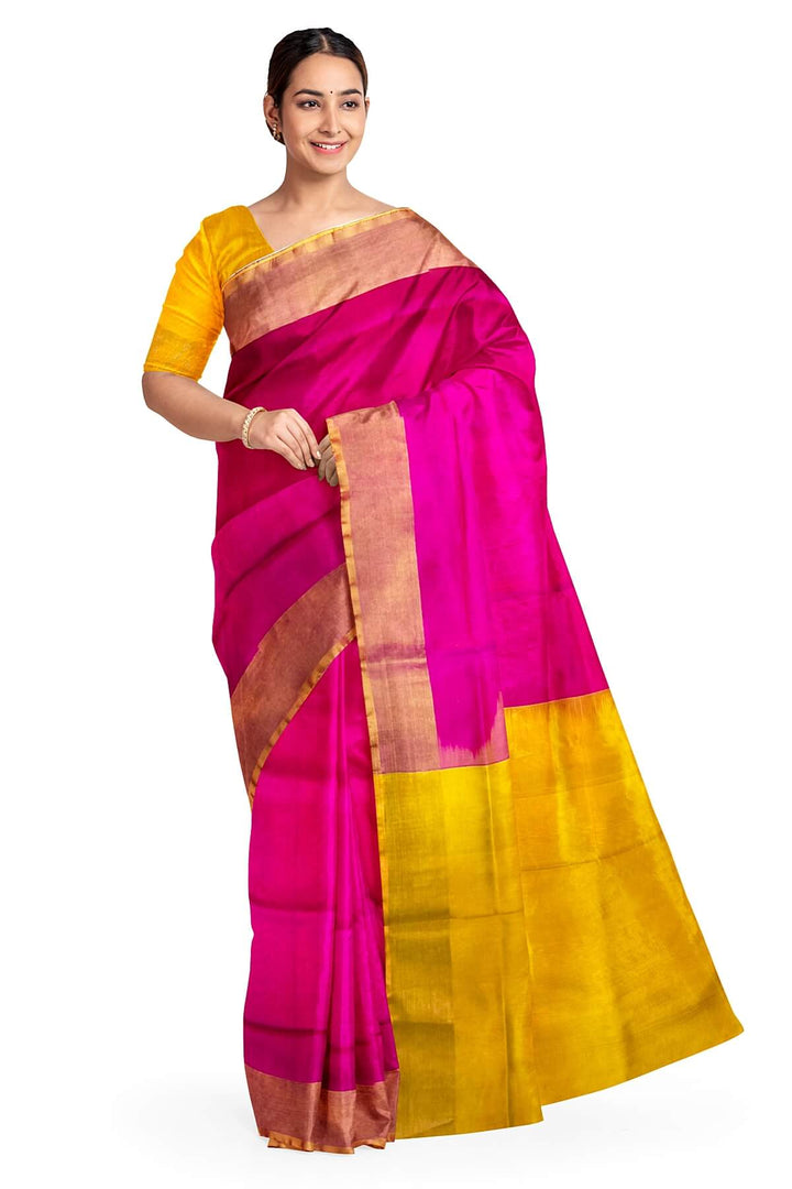 Handwoven Uppada pure silk saree in pink