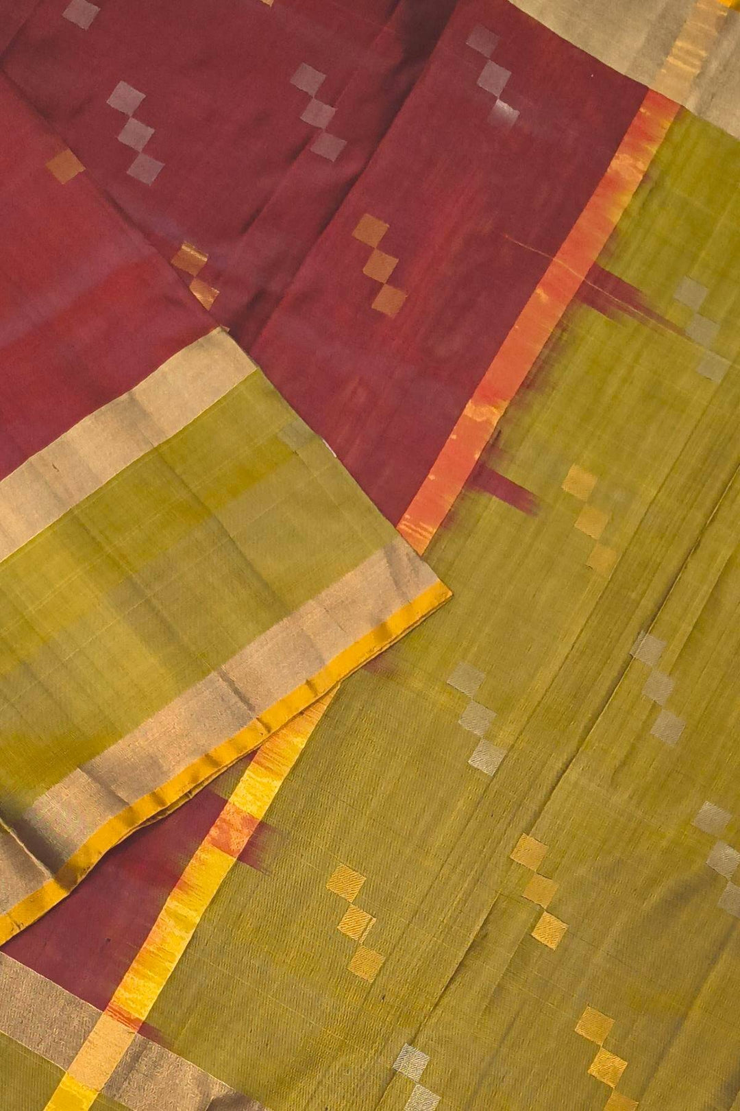 Handwoven Uppada pure silk saree in rust colour