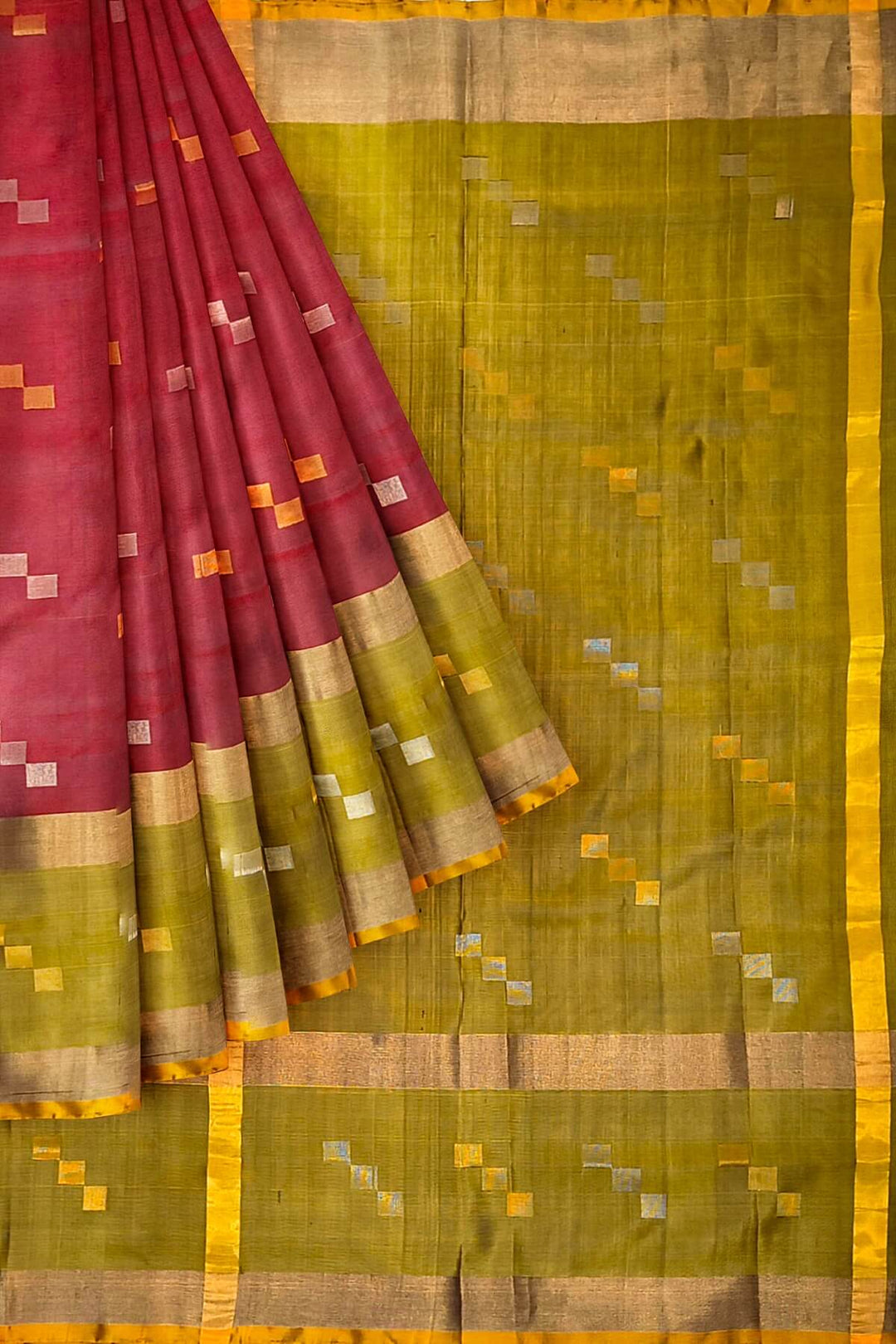 Handwoven Uppada pure silk saree in rust colour