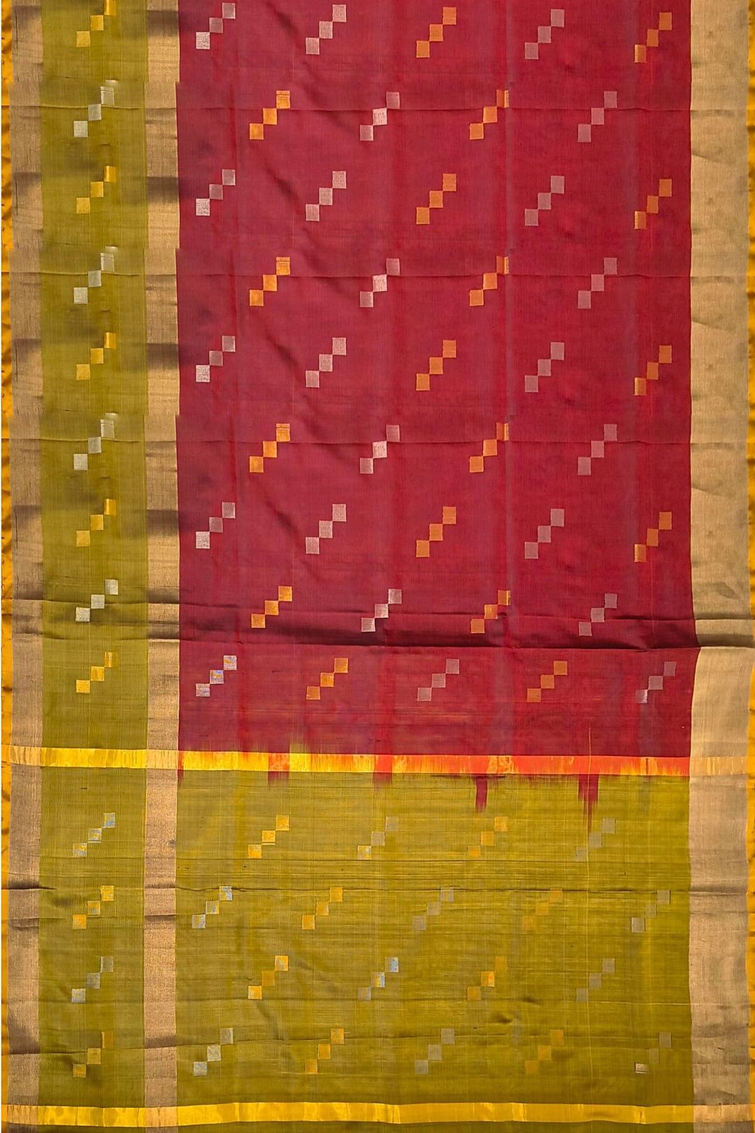Handwoven Uppada pure silk saree in rust colour