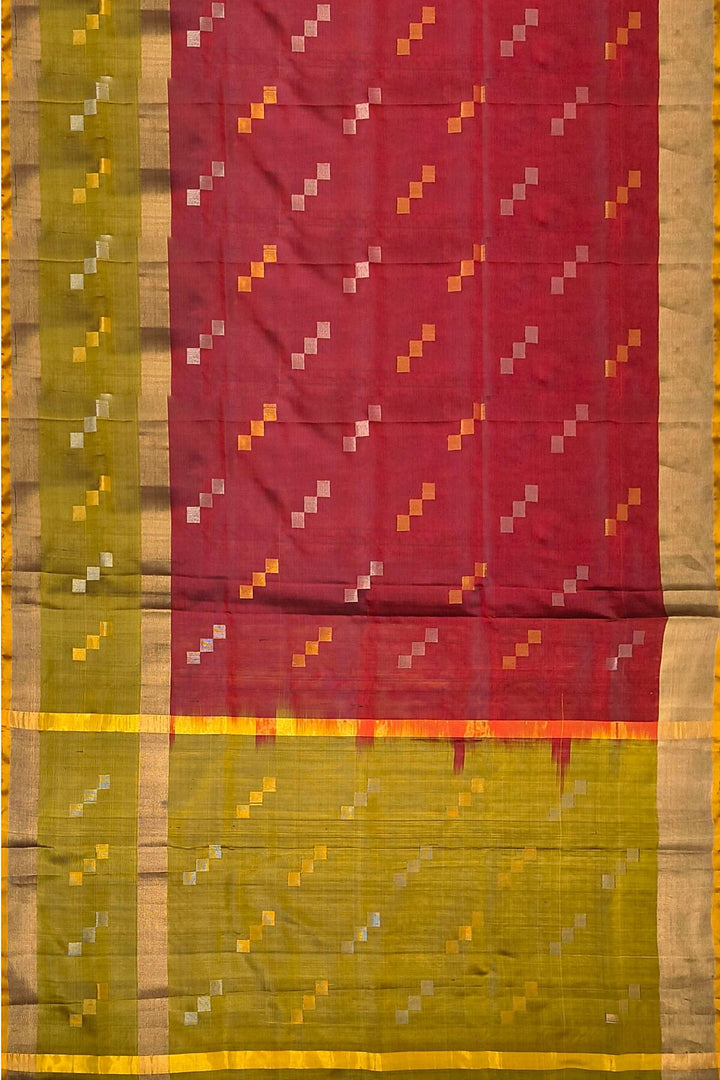 Handwoven Uppada pure silk saree in rust colour