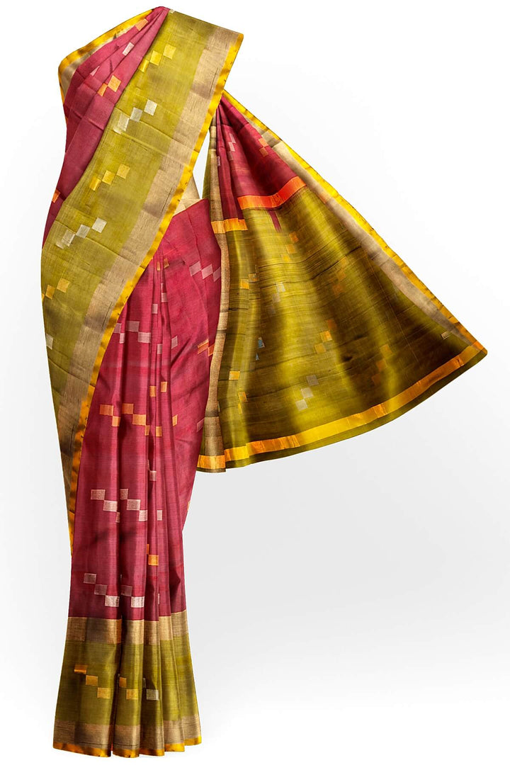Handwoven Uppada pure silk saree in rust colour