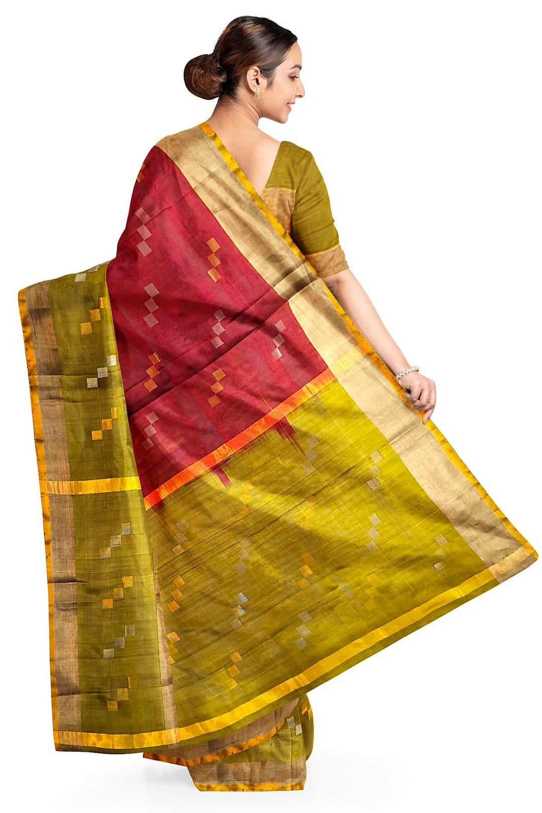 Handwoven Uppada pure silk saree in rust colour