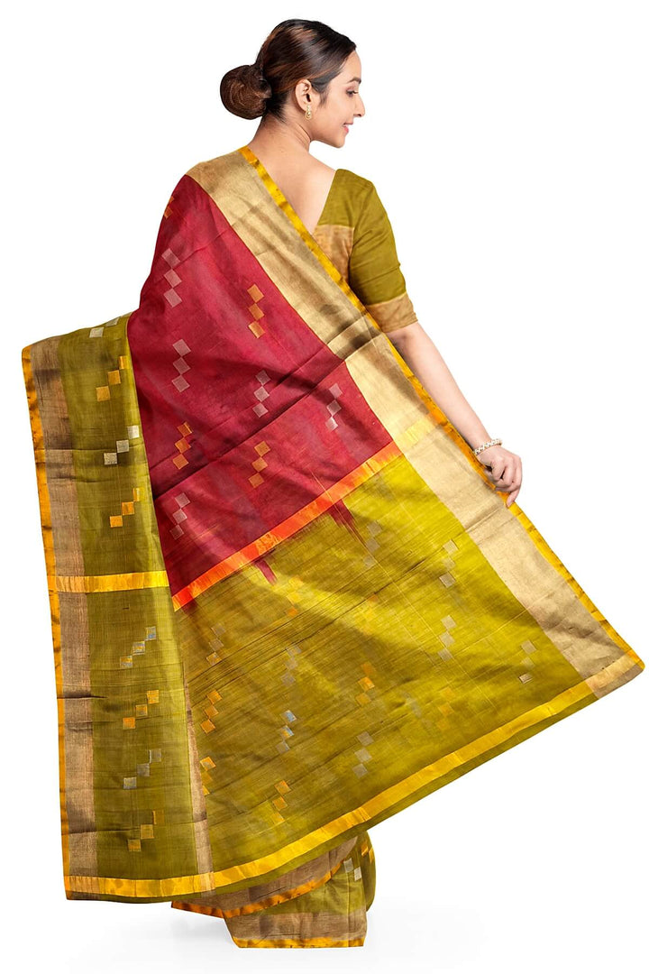 Handwoven Uppada pure silk saree in rust colour