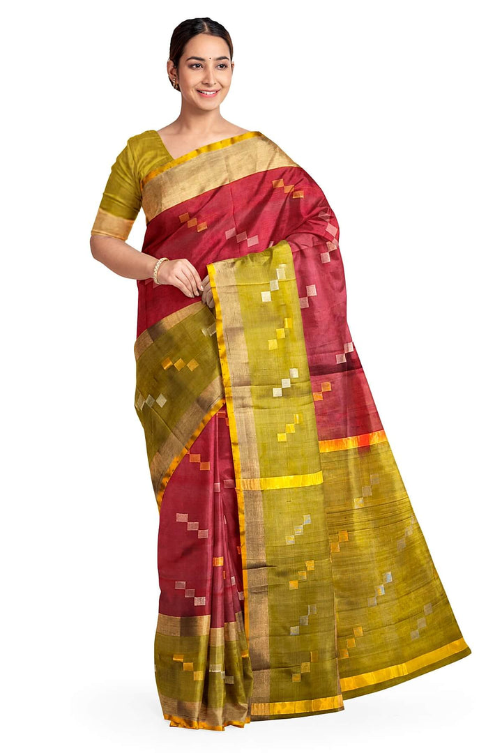 Handwoven Uppada pure silk saree in rust colour