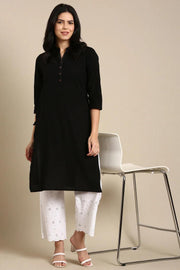 Cotton parallel pants with chikan work