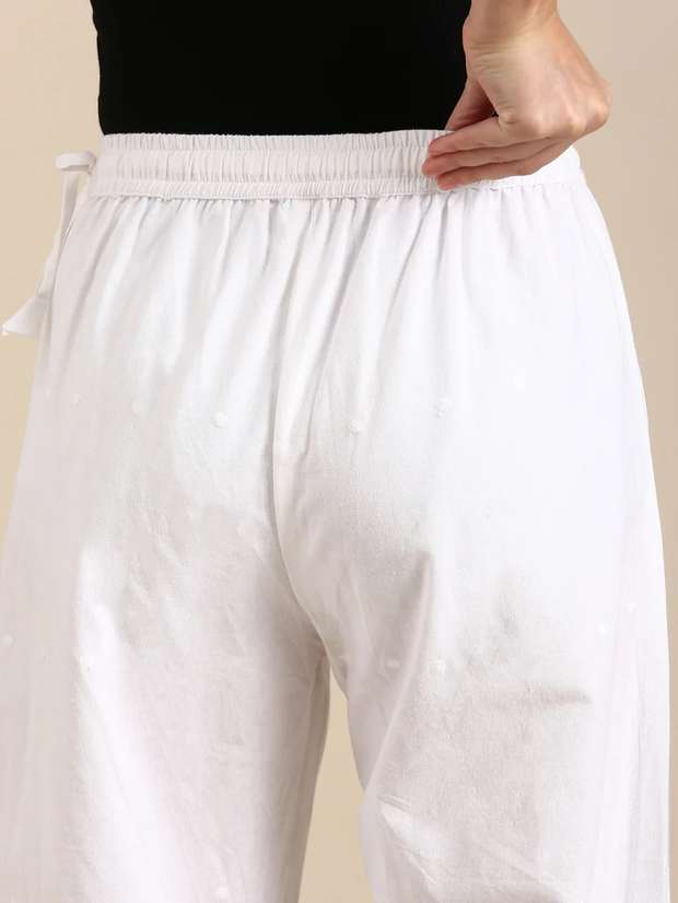 Cotton parallel pants with chikan work