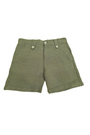 Solid linen shorts with stretchable waist and pockets in grey