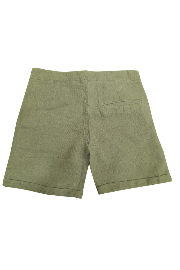 Solid linen shorts with stretchable waist and pockets in grey