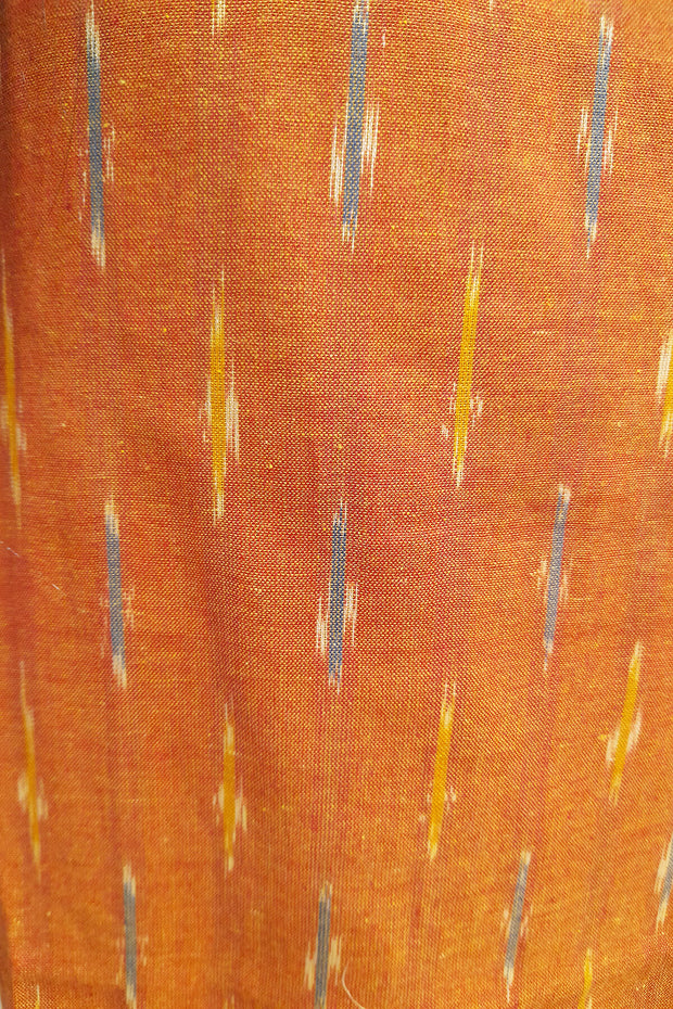Handwoven ikat cotton kurta in straight cut in rust