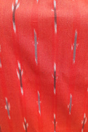 Handwoven ikat cotton kurta in straight cut in red