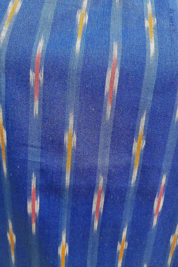 Handwoven ikat cotton kurta in straight cut in blue