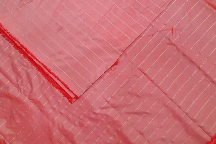 Pure silk fabric in double shaded onion pink with zari stripes