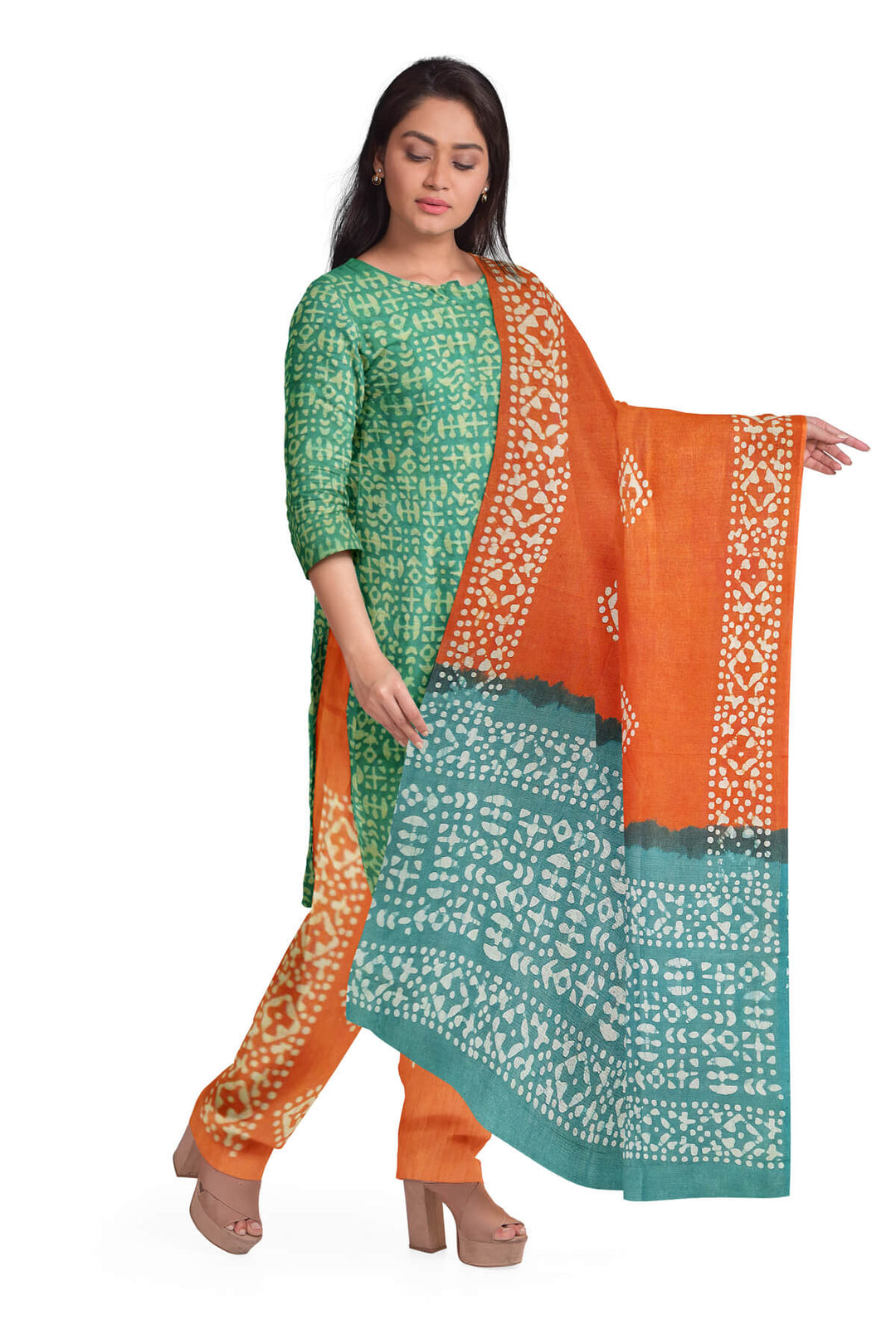 3 piece salwar suit material in teal green