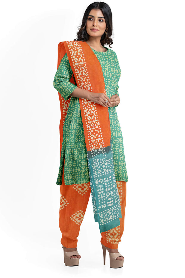 3 piece salwar suit material in teal green