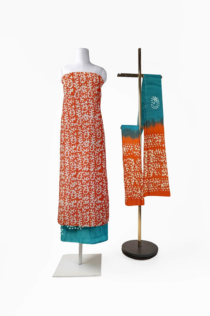 3 piece salwar suit material in orange