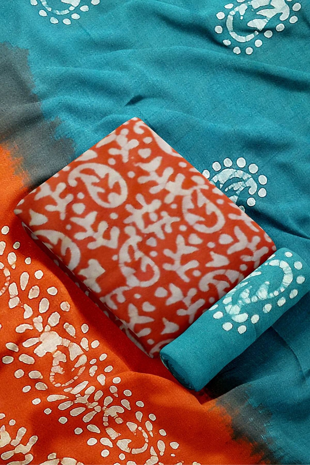 3 piece salwar suit material in orange