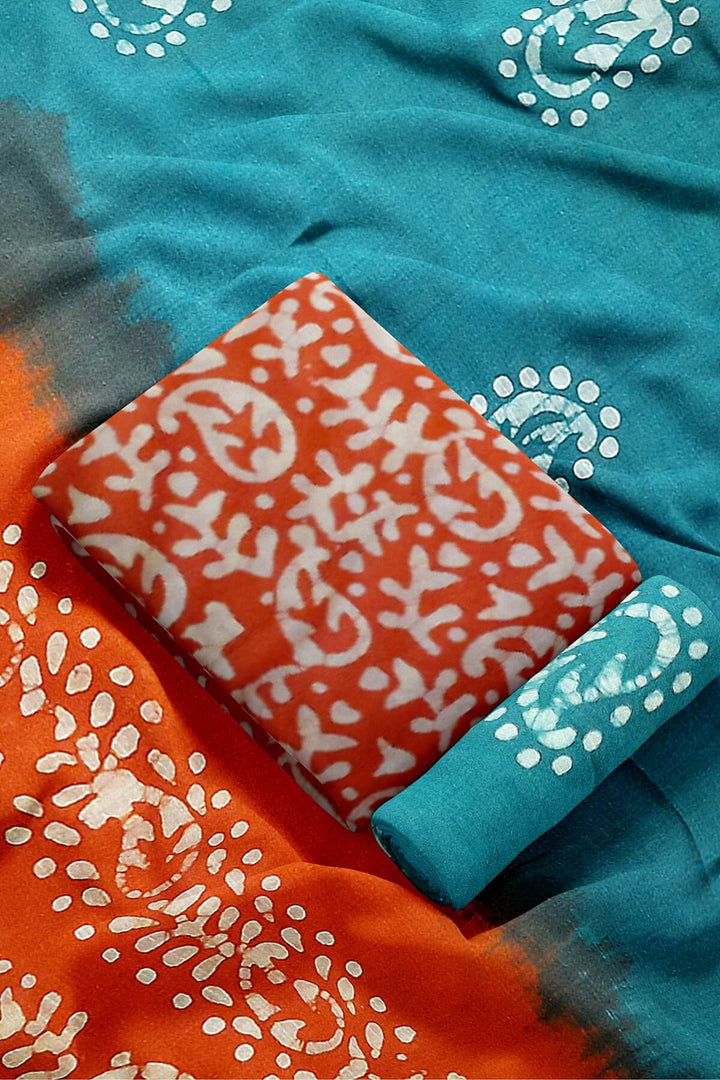 3 piece salwar suit material in orange