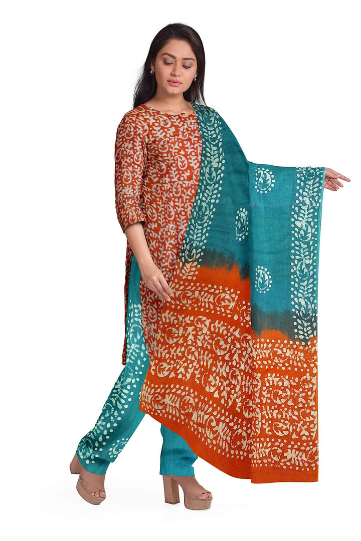 3 piece salwar suit material in orange
