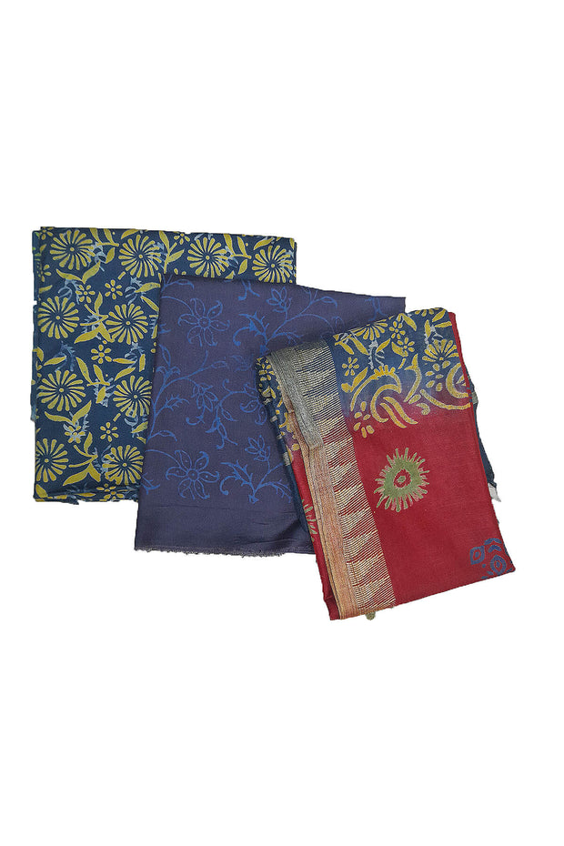 3 piece salwar suit material in cobalt blue