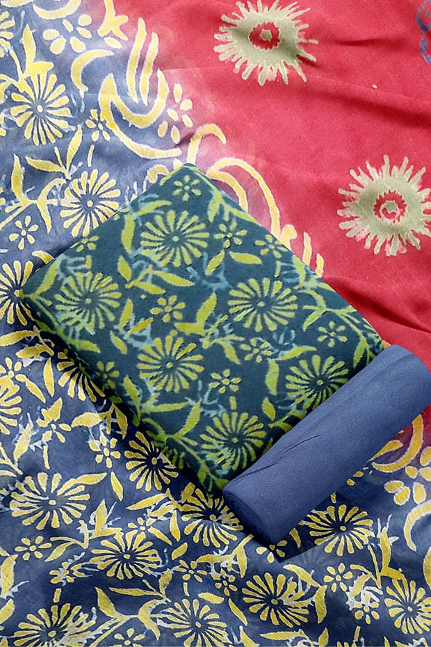 3 piece salwar suit material in cobalt blue