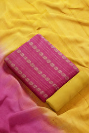 3 piece salwar suit material in pink & yellow