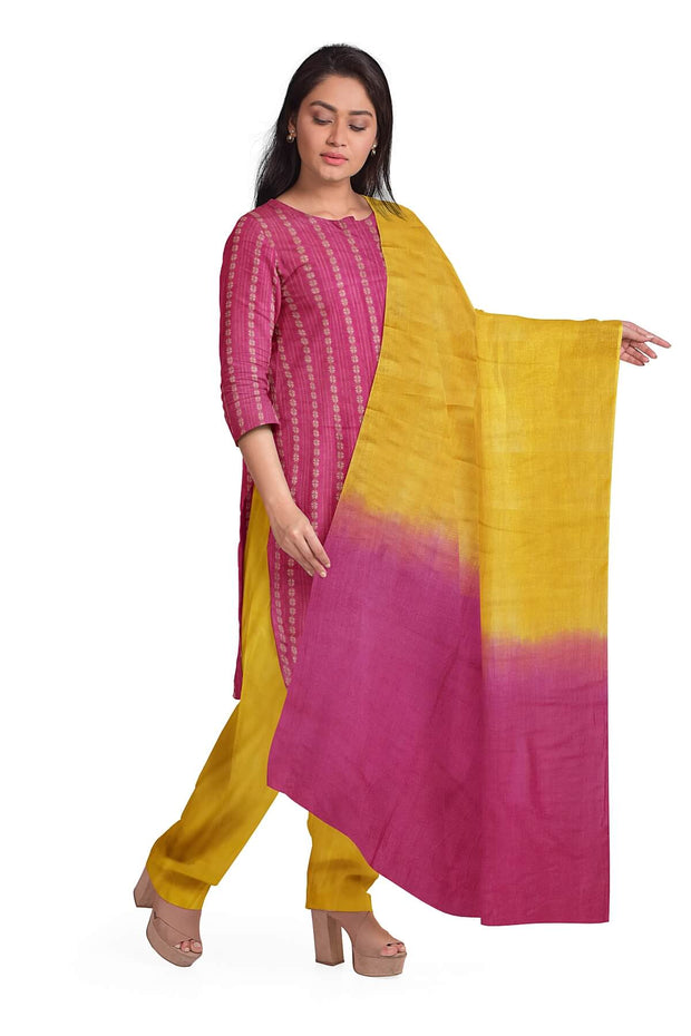 3 piece salwar suit material in pink & yellow
