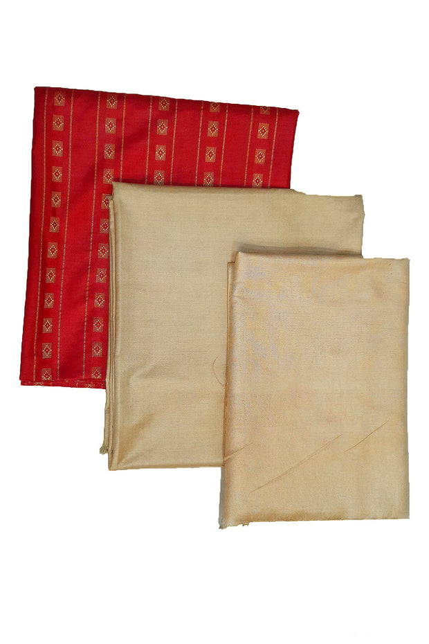 3 piece salwar suit material in red & beige