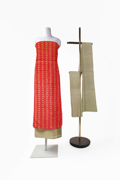 3 piece salwar suit material in red & beige