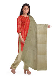 3 piece salwar suit material in red & beige