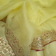 Light lemon  colour organza saree with gotta patti work