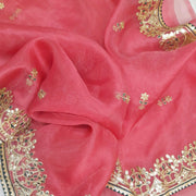 Carrot orange colour organza saree with gotta patti work