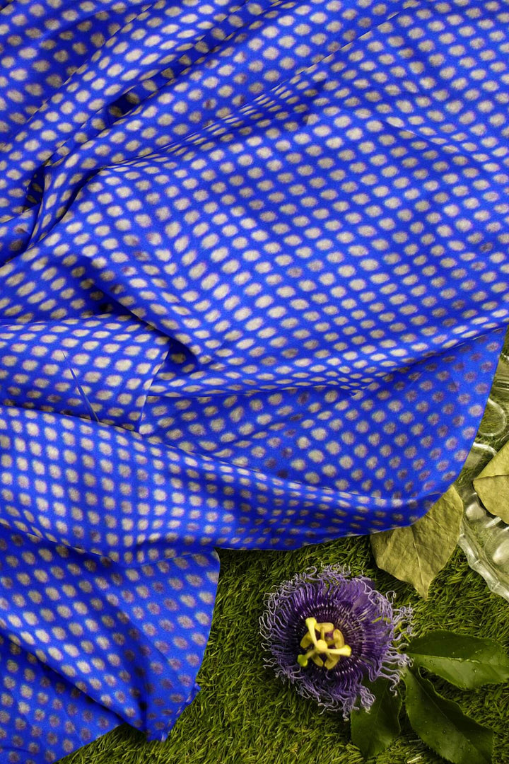 Banarasi silk fabric in blue. Available in multiples of 1M & 2.5M