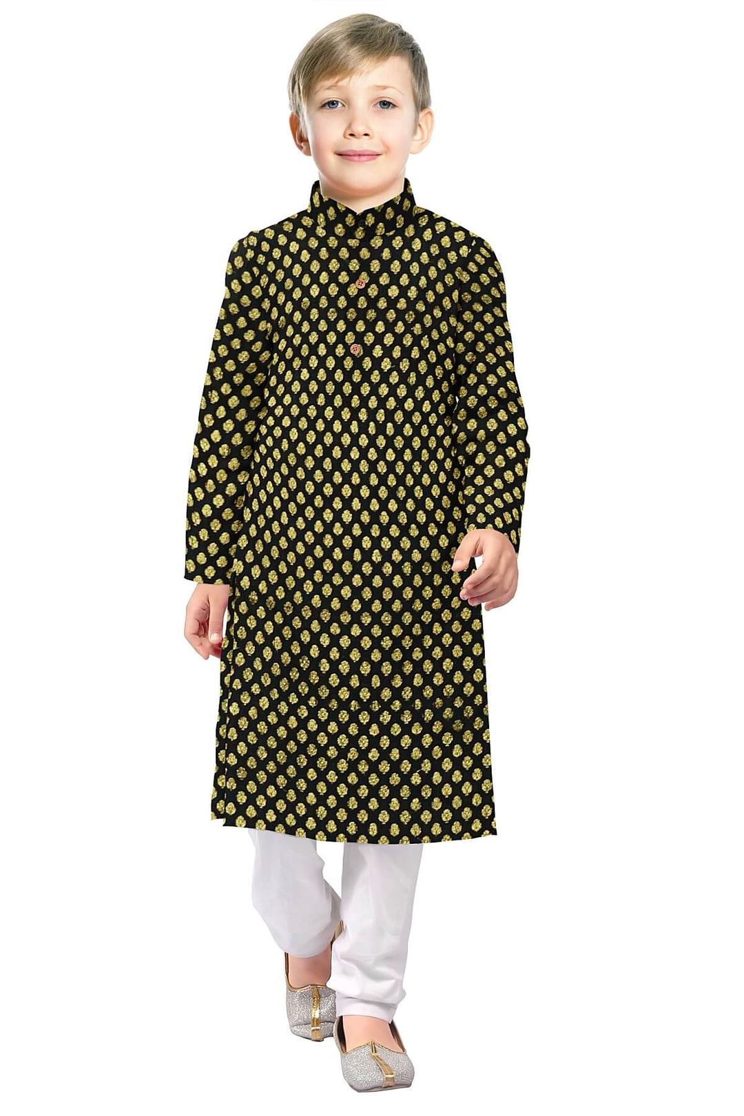 Banarasi  silk fabric in black  . Available in multiples of 1M & 2.5M