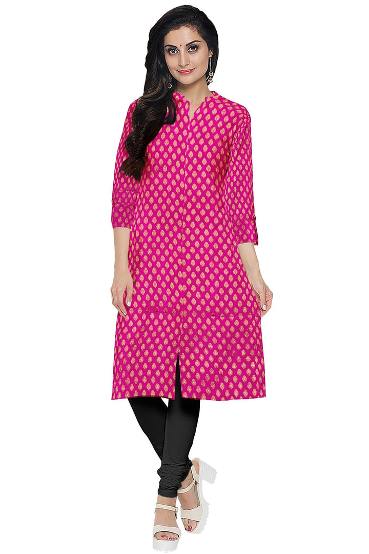 Banarasi  silk fabric in pink. Available in multiples of 1M & 2.5M