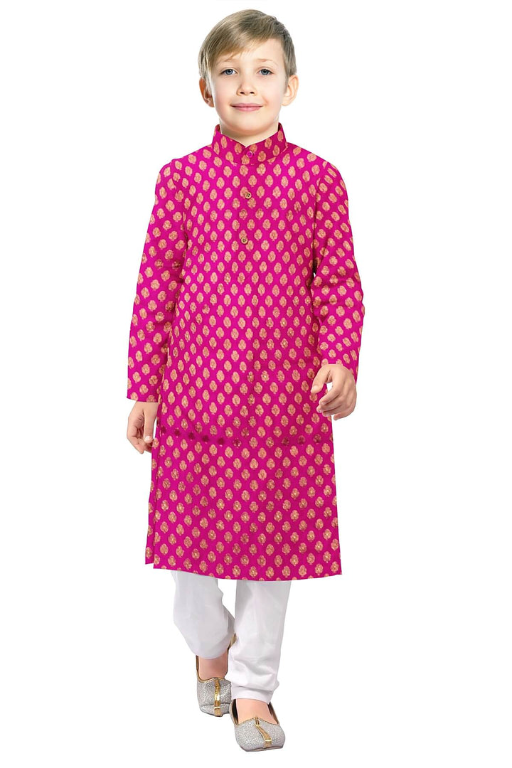 Banarasi  silk fabric in pink. Available in multiples of 1M & 2.5M