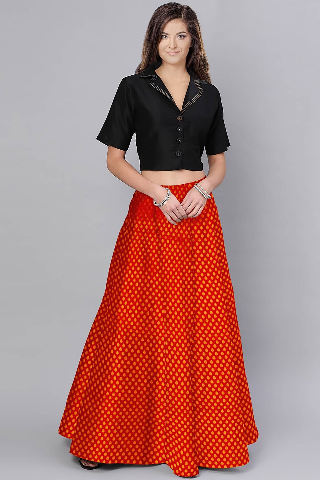 Banarasi  silk fabric in red. Available in multiples of 1M & 2.5M