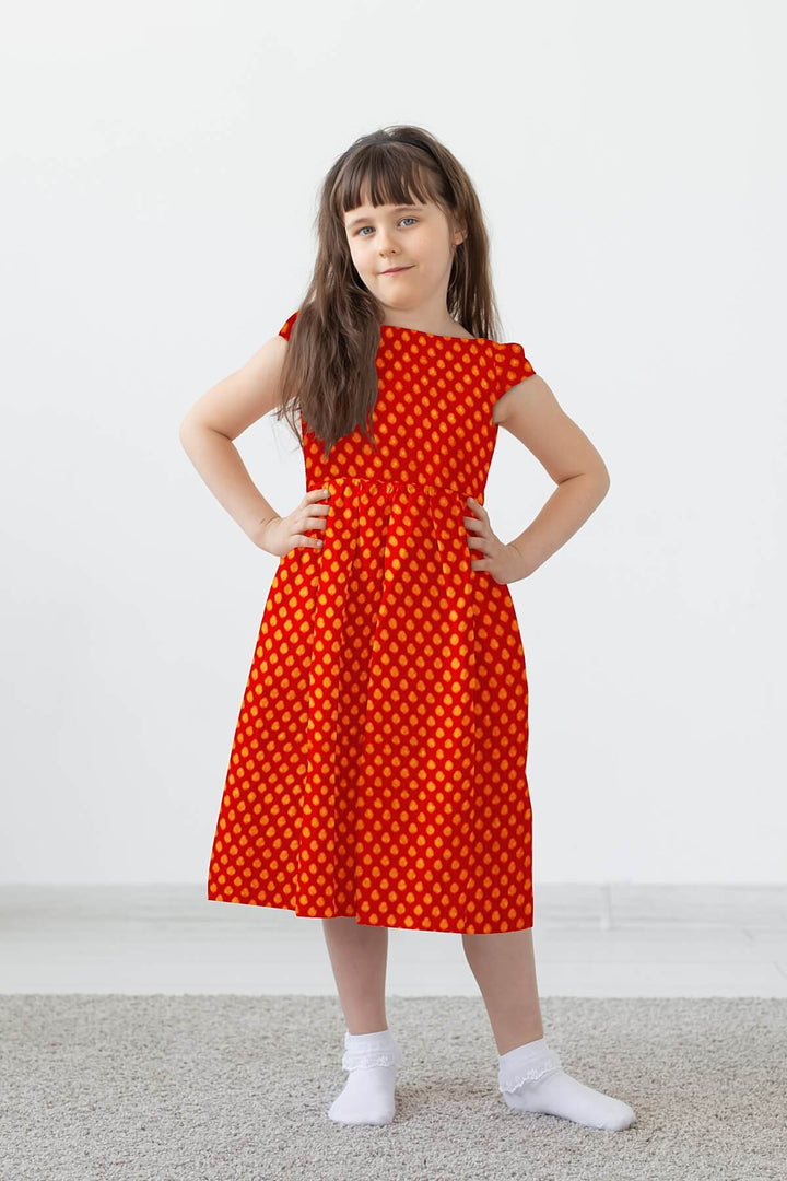 Banarasi  silk fabric in red. Available in multiples of 1M & 2.5M