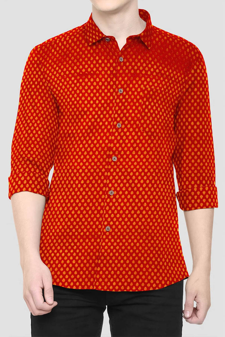 Banarasi  silk fabric in red. Available in multiples of 1M & 2.5M